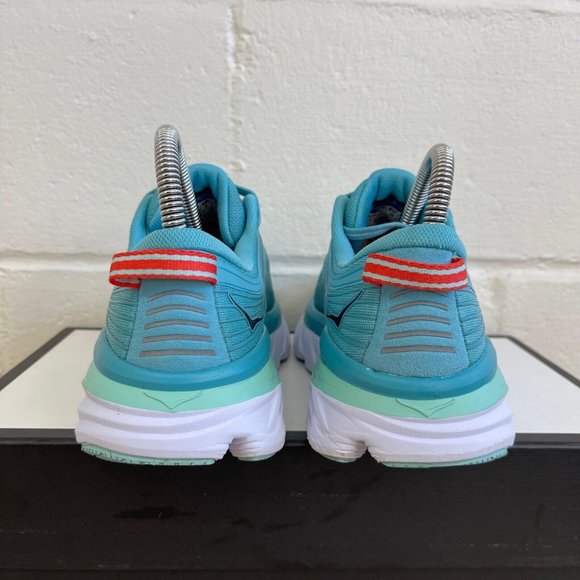 Hoka One One Bondi 7 Women Sz 6.5US Sneaker EUC Aquarelle /Eggshell Blue Lace Up - Picture 6 of 11